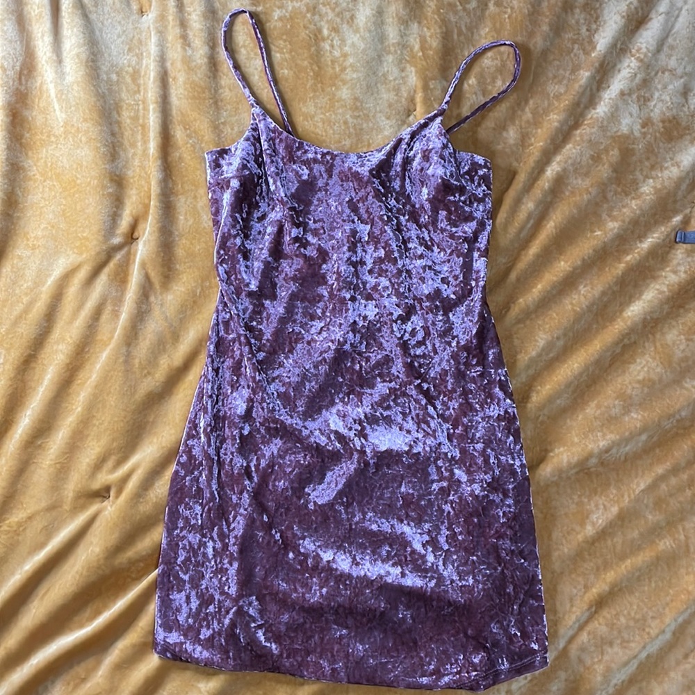 Pink crushed velvet mini dress